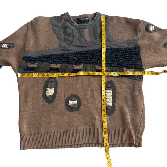 VINTAGE ABSTRACT PATTERN KNITTED PULLOVER SWEATER COOGIE STYLE A.DINER MEN SZ XL - Picture 8 of 14